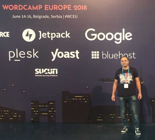 Sam Mulaim at WordCamp Serbia